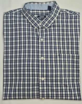 Camisa masculina Izod manga longa elástica sem ferro xadrez com botões tamanho XL - Imagem 1 de 2