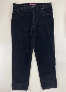 Gloria Vanderbilt Amanda High Rise Black Corduroy Straight Jeans Womens Size 14 - Picture 1 of 9