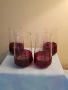 Pier 1 Ruby Elemental Mouth Blown Tumbler Water Drinking Glasses GUC Set Of 4 - Picture 1 of 12