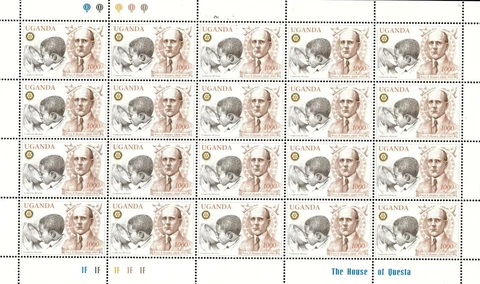 Uganda 1997 - ROTARY INTERNATIONAL - Sheet of 20 (Scott #1494) - MNH Cover