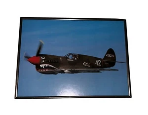 Flying Tiger AVG P-40E Warhawk WWII Fighter Aircraft Plane Silver Framed Print - Picture 1 of 10