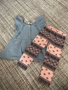 Jessica Simpson Toddler Girls Set Size 3 Casual School Boho Blue Hippie - Picture 1 of 5