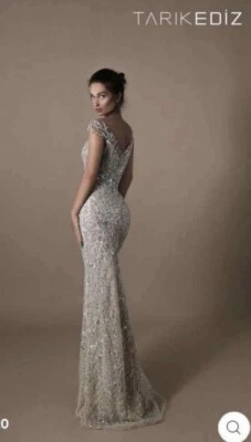 Tarik Ediz size 12 aus dress evening gown Formal Beaded Maxi Wedding Women Party — 第 1/3 张图片