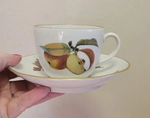 2 pc Royal Worcester Evesham Gold Coffee Tea Cup & Saucer  ENGLAND Used - Picture 1 of 6