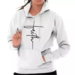 Cool Religious Jesus Christian Faith Cross Womens Hooded Sweatshirts Hoodies - Picture 1 of 8