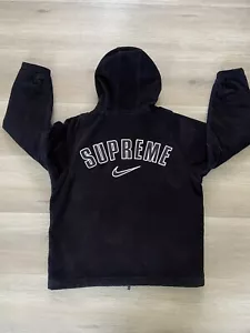 Supreme Nike Arc Corduroy Hooded Jacket SS22 Size Medium Black Zip Denim - Picture 1 of 9