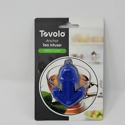 Nuevo con etiquetas Tovolo Azul Silicona Ancla Té Infusor Escarpado Cadena de Acero Inoxidable T15 Foto 1 de 3