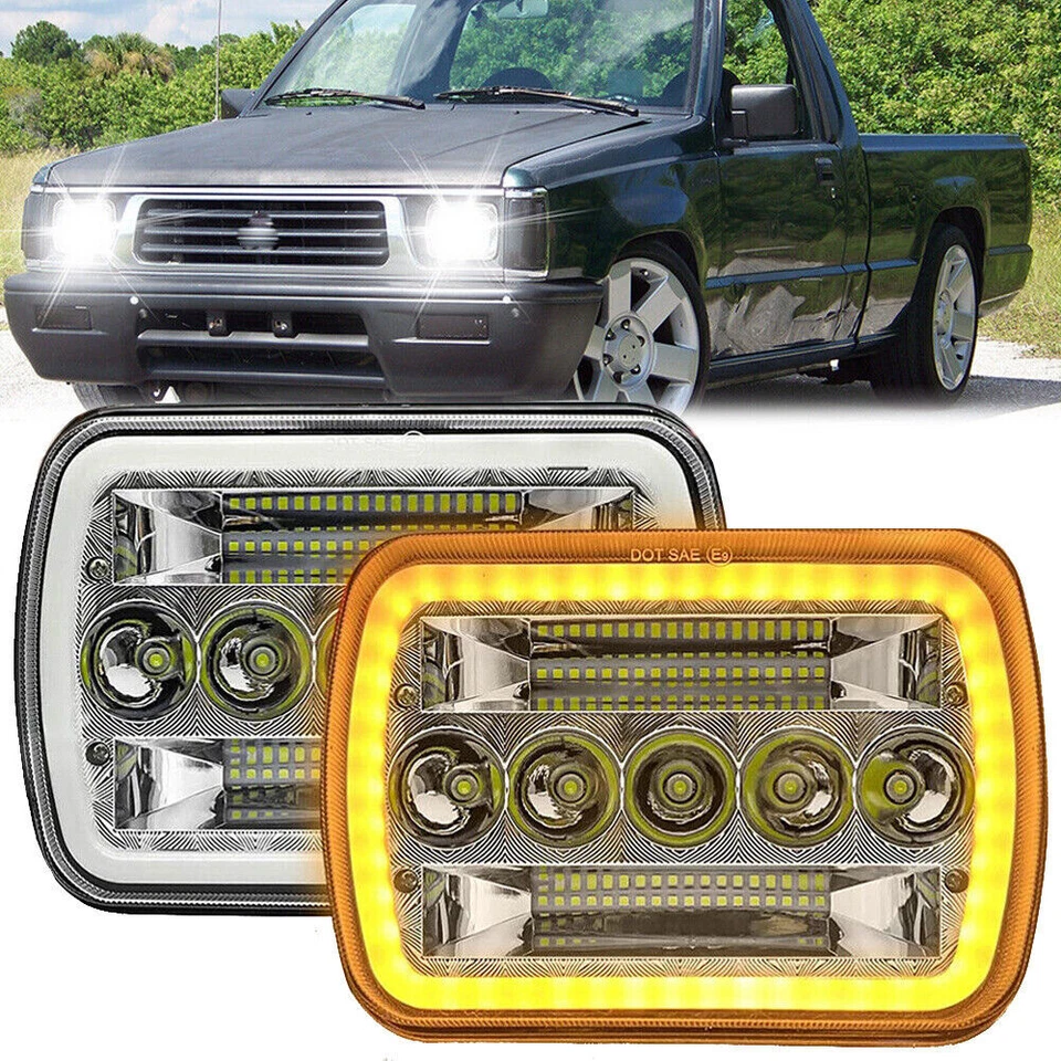 Par de faros LED DRL de 7x6 5x7 pulgadas para Mitsubishi Mighty Max Nissan Foto 1 de 4
