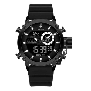 New Luxury Black Digital Wristwatch Military Sports Quartz Male Silicone Strap - Picture 1 of 8