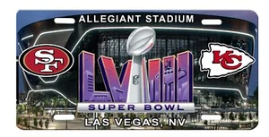Tribute License Plate Metal Super Bowl 58 San Francisco 49ers Kansas City Chiefs - Picture 1 of 2