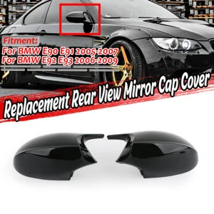 For BMW E90 E91 E92 E93 PRE-LCI Gloss Black M3 Style Side Mirror Cover Cap Pair - Picture 1 of 10