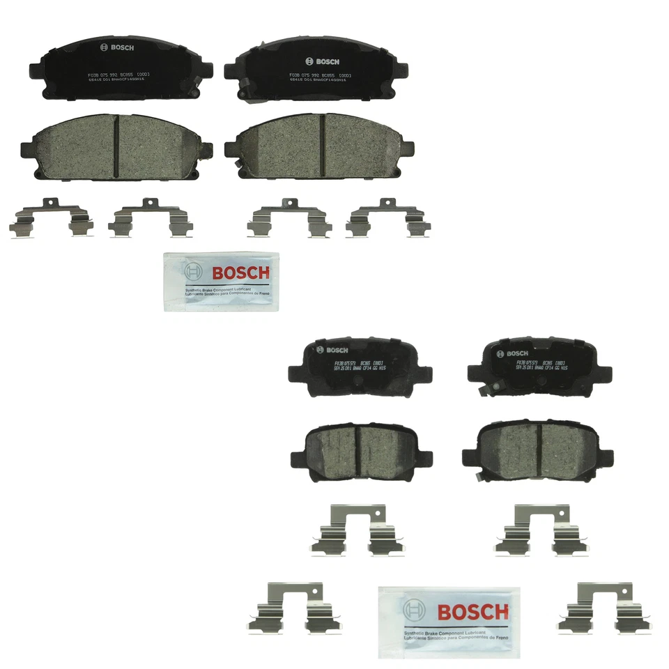 Kit de pastilhas de freio a disco Bosch QuietCast dianteiro e traseiro de cerâmica para Acura MDX 2003-2006 - Imagem 1 de 1