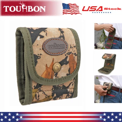 Tourbon Folding Camo Rifle Cartridge Holder Ammo Wallet Pouch with Elastic Loops