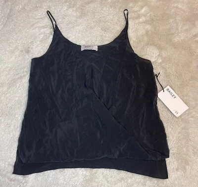 Blusa sin mangas con correa de espagueti de seda negra Bailey 44 para mujer talla X-pequeña Foto 1 de 4