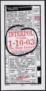 Interpol Calla Poster 1/10/2003 The Music Factory Columbus OH Mike Martin - Picture 1 of 1
