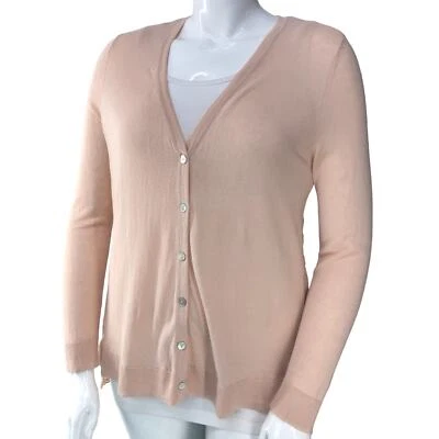 Chicos Mujer Talla 2 EE. UU. 12 Leila Encaje Cárdigan Suéter Tejido Rosa Trasero Encaje Panel Foto 1 de 4