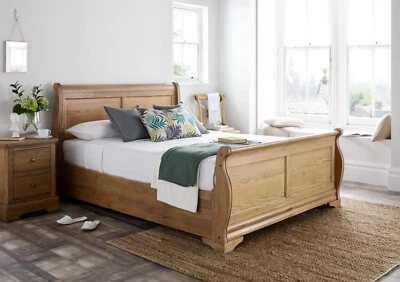 French Farm House Oak Wooden Sleigh Bed -Double/King/Superking by Time4Sleep New - Image 1 of 3
