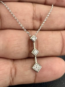 14K White Gold 0.10CTW Diamond Pendant and Chain (F43) - Picture 1 of 7