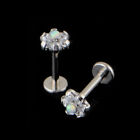 16G Titanium 5Mm Clear Flower Cartilage Tragus Labret Forward Helix Earring Stud