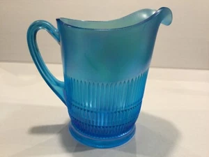Depression Glass Fenton Lincoln Inn 7 1/2" Blue Iridescent Pitcher - Picture 1 of 8