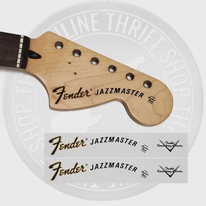 Fender 70's Jazzmaster Waterslide Guitar Headstock Decals w/ CS Logo (Set of 2) - Picture 1 of 5