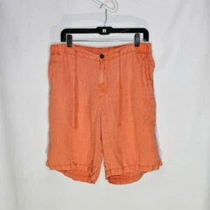 Pantalones Cortos Tasso Elba Lino Naranja Cordón Cintura Talla Pequeña Defectuosos - Imagen 1 de 14