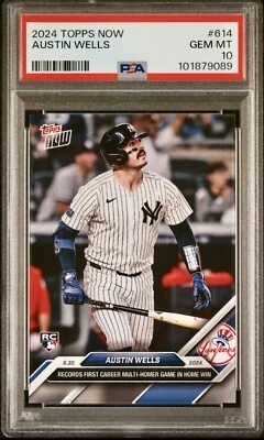 2024 MLB TOPPS NOW #614 AUSTIN WELLS ⚾️ROOKIE⚾️ 1st MULTI-HOMER GAME RC PSA 10💎 - Image 1 of 2