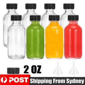 12/24X 60ML Round Glass Bottle Juice Bottle Refillable With Funnel Water Bottles - Picture 1 of 12