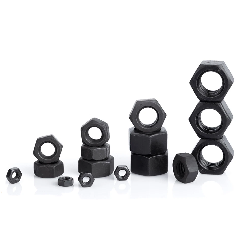 Sechskantmuttern DIN 934 Mutter Stärke 12.9 Schwarz M2 M2.5 M3 M4 M5 M6 M8 M10 - Bild 1 von 4