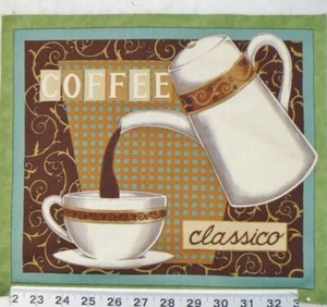Coffee Classico Fabric Pot Cup Quilt Block Moda Deb Strain 10" x 11.5" - Picture 1 of 1