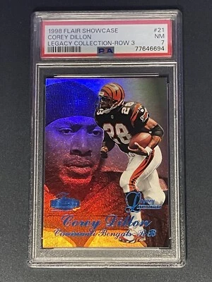 /100 1998 FLAIR SHOWCASE LEGACY ROW 3 Corey Dillon Cincinnati Bengals RB PSA 21 - Image 1 of 3
