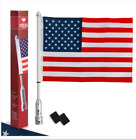 Diamond Plate Motorcycle Flag Pole Kit with USA Flag