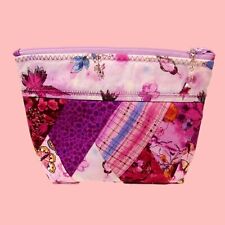 8" Pink Purple Handmade Zippered Lined Cosmetic Organizer Coin Bag Purse Pouch