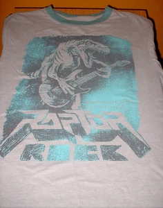 Raptor Rock Jurassic Jam Sessions Child T-Shirt - 100% Cotton, Gray/Teal, XXL - Picture 1 of 2