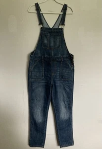 Gap Outlet Denim Overalls LARGE Women Slim Fit Boho Classic Dark Wash - Picture 1 of 9