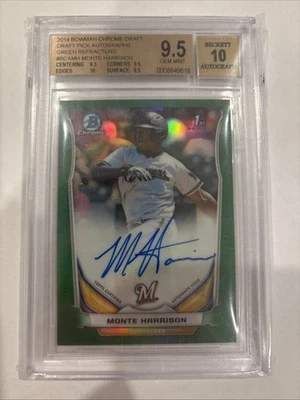 Monte Harrison 2014 Green Bowman Chrome Auto 27/99 Bgs 9.5/10 - Image 1 of 2