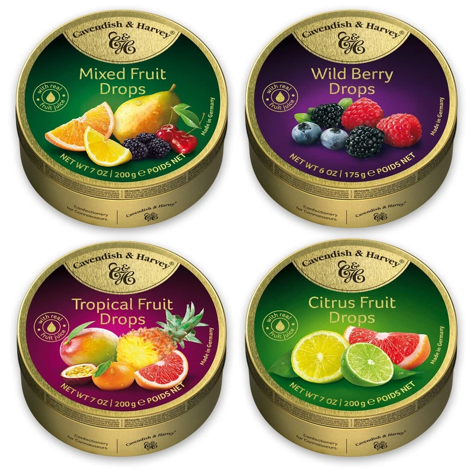 Cavendish & Harvey Mixed Fruit Premium Drops Candy 7 oz  Tin PACK OF 4 - Image 1 of 1