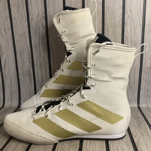 Stivali da boxe Adidas Box Hog 3 bianchi e oro Regno Unito Taglia 8 - Foto 1 di 21