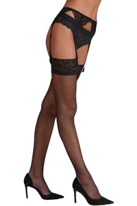 Silky Fishnet Lace Top Stockings - Picture 1 of 3