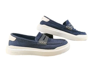 Cole Haan Grand 360 Mocasín Barco Zapatos Talla 7B Sin Cordones Lona Cuero Azul Marino - Imagen 1 de 6