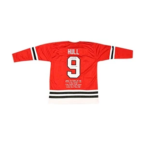 Maglia rossa Bobby Hull Blackhawks autografata firmata scritta stile professionale (JSA COA - Foto 1 di 5