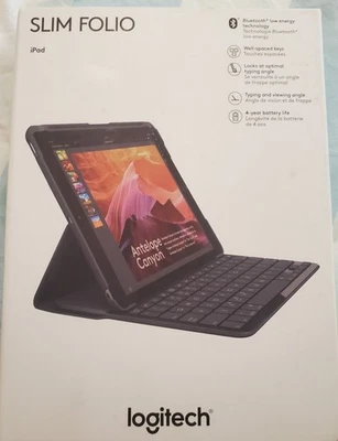 罗技超薄对开式键盘/保护套 外壳 适合 Apple iPad - 黑色 带原装盒 — 第 1/4 张图片