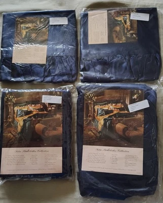 RARO Victoria’s Secret Satén Ropa de Cama Colección Queen Juego de Sábanas AZUL MARINO Nuevo Foto 1 de 4