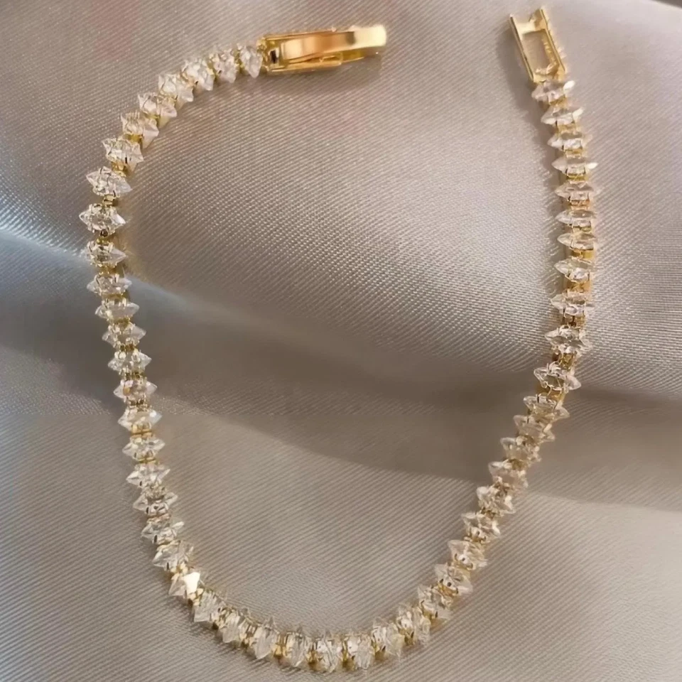 Tennis Armband Sport Zirkonia Strass Gold Cubic Damen Mode Schmuck - Bild 1 von 4