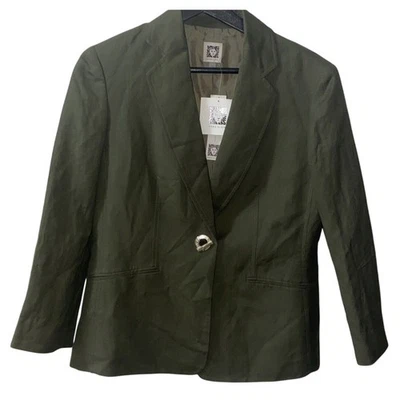 Nuevo con etiquetas Traje Chaqueta Anne Klein Mezcla Lino Talla Pequeña Mujer Blazer Un Botón Foto 1 de 4