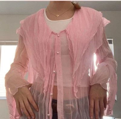 Vestido Blusa Larga Vintage Cher Jacque Rosa Arrugado Caprichoso Hada Coqueta Lolita  Foto 1 de 4