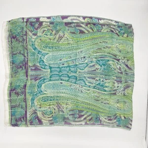 Ralph Lauren Paisley Seidentuch türkis lila grün lang länglich Halstuch Vintage - Bild 1 von 8