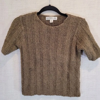 A Line Anne Klein Mujer Pequeño Tejido Top Suéter Corto SlvShirt Verde Capa Boho Foto 1 de 4