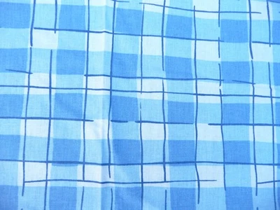 tissu ancien  en coton rayé bleu et blanc - Photo 1/4