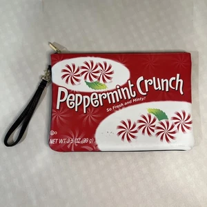 Holiday Arcade Peppermint Crunch Zip Up Wristlet Bag Pencil or Makeup Candy - Picture 1 of 11
